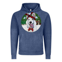 Vintage Denim Christmas White Shepherd With Cowhide Vintage Hoodie - RanaPortraitStore