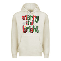 Oatmeal Heather merry and bright Premium Hoodie - MaliasSmallBusiness