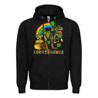 Black luckysaurus and st patricks Zipper Hoodie - AdoDesignShop