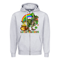 Heather Grey luckysaurus and st patricks Zipper Hoodie - AdoDesignShop