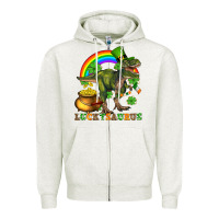 Oatmeal Heather luckysaurus and st patricks Zipper Hoodie - AdoDesignShop