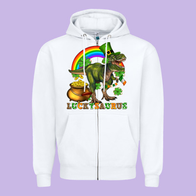 Luckysaurus And St Patricks Zipper Hoodie Designed By Adodesignshop