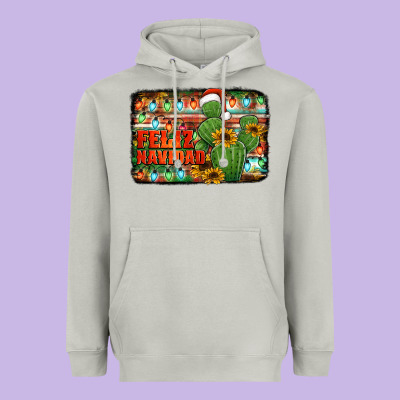 Feliz Navidad Merry Christmas Cactus Heavyweight Hoodie Designed By Jasminsmagicworld