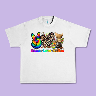 Peace Love  Coffee Urban Heavy Tee Designed By Zillion Design Studio