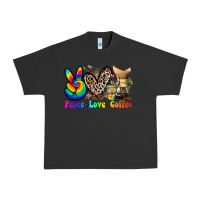 Pigment Black peace love  coffee Urban Heavy Tee - Zillion Design Studio