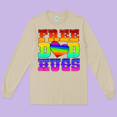 Lgbtq Free Dad Hugs Long Sleeve Tee Designed By Hra Design Shop