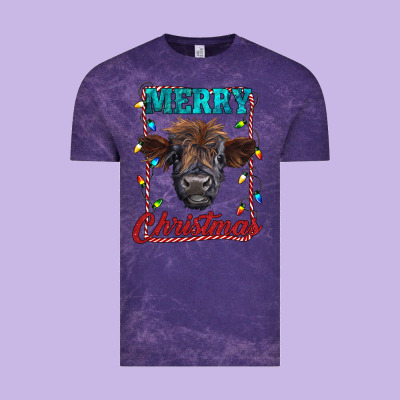Merry Christmas Highland Calf Baby Cow Vintage Tee Designed By Ranaportraitstore