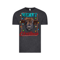 Vintage Black merry christmas highland calf baby cow Vintage Tee - RanaPortraitStore