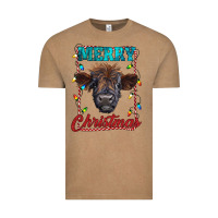 Vintage Coffee merry christmas highland calf baby cow Vintage Tee - RanaPortraitStore