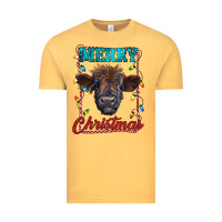 Vintage Mustard merry christmas highland calf baby cow Vintage Tee - RanaPortraitStore