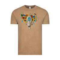 Vintage Coffee boho bull skull Vintage Tee - BarkalooDesign