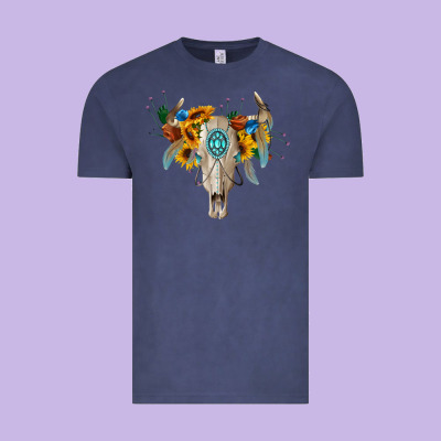 Boho Bull Skull Vintage Tee Designed By Barkaloodesign