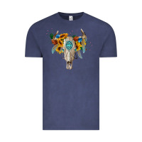 Vintage Denim boho bull skull Vintage Tee - BarkalooDesign
