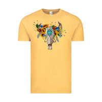 Vintage Mustard boho bull skull Vintage Tee - BarkalooDesign
