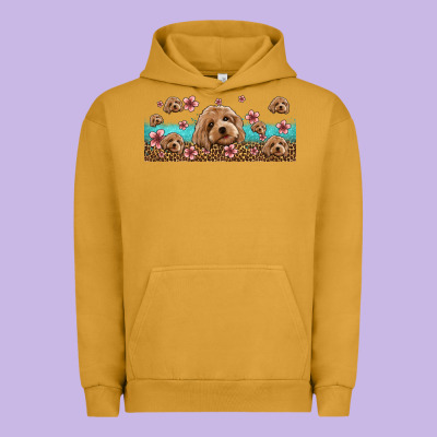 Floral Cockapoo Urban Hoodie Designed By Jasminsmagicworld