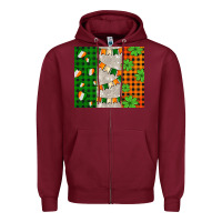 Burgundy irish flag with shamrocks and heart Zipper Hoodie - AdoDesignShop
