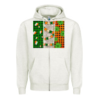 Oatmeal Heather irish flag with shamrocks and heart Zipper Hoodie - AdoDesignShop