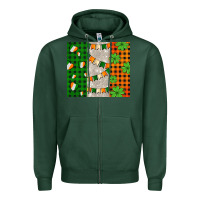 Sports Green irish flag with shamrocks and heart Zipper Hoodie - AdoDesignShop