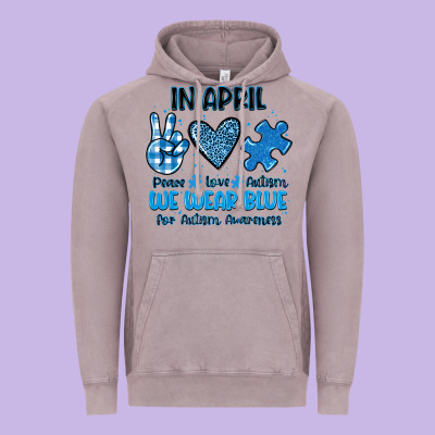In April We Wear Blue Vintage Hoodie Designed By Jahusdesignshop