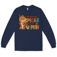 Navy whatever spices your pumpkin Long Sleeve Tee - RacoonDesign