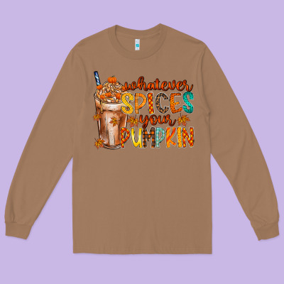 Whatever Spices Your Pumpkin Long Sleeve Tee Designed By Racoondesign