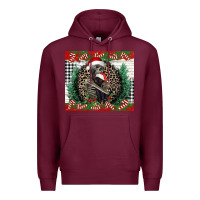Burgundy Merry Christmas skeleton Premium Hoodie - NancyCooperArtShop