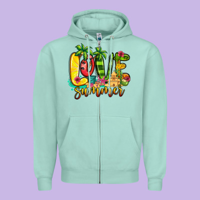 Love Summer Zipper Hoodie Designed By Jasminsmagicworld