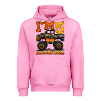 Fuchsia Pink i'm five this is how i roll monster truck birthday Urban Hoodie - Jasminsmagicworld
