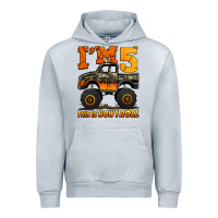 Heather Grey i'm five this is how i roll monster truck birthday Urban Hoodie - Jasminsmagicworld