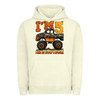 Pigment Pistachio i'm five this is how i roll monster truck birthday Urban Hoodie - Jasminsmagicworld