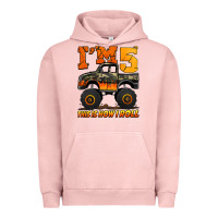 Pigment Salmon i'm five this is how i roll monster truck birthday Urban Hoodie - Jasminsmagicworld
