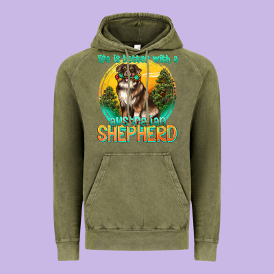 Life Is Better With A Australian Shepherd Vintage Hoodie Designed By Texasbilliewilder