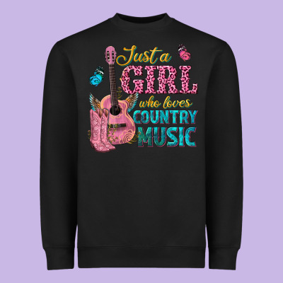 Just A Girl Who Loves Country Music Heavyweight Sweatshirt Designed By Texasbilliewilder