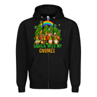 Black hangin with my gnomes with rainbow Zipper Hoodie - AdoDesignShop
