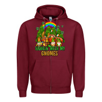 Burgundy hangin with my gnomes with rainbow Zipper Hoodie - AdoDesignShop