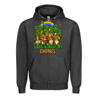 Charcoal Heather hangin with my gnomes with rainbow Zipper Hoodie - AdoDesignShop