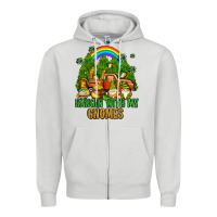 Dove Grey hangin with my gnomes with rainbow Zipper Hoodie - AdoDesignShop