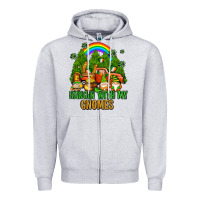 Heather Grey hangin with my gnomes with rainbow Zipper Hoodie - AdoDesignShop