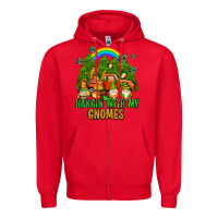 Red hangin with my gnomes with rainbow Zipper Hoodie - AdoDesignShop