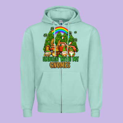 Hangin With My Gnomes With Rainbow Zipper Hoodie Designed By Adodesignshop