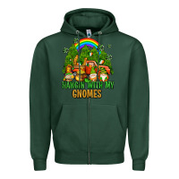 Sports Green hangin with my gnomes with rainbow Zipper Hoodie - AdoDesignShop