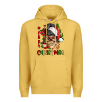 Antique Gold Merry Christmas skeleton messy bun Premium Hoodie - NancyCooperArtShop