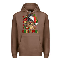 Chestnut Merry Christmas skeleton messy bun Premium Hoodie - NancyCooperArtShop