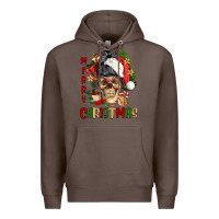 Coffee Merry Christmas skeleton messy bun Premium Hoodie - NancyCooperArtShop