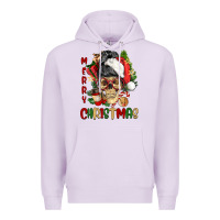 Lilac Merry Christmas skeleton messy bun Premium Hoodie - NancyCooperArtShop