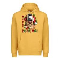Mustard Merry Christmas skeleton messy bun Premium Hoodie - NancyCooperArtShop