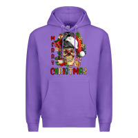 Purple Merry Christmas skeleton messy bun Premium Hoodie - NancyCooperArtShop