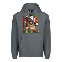 Rock Merry Christmas skeleton messy bun Premium Hoodie - NancyCooperArtShop