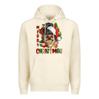 Sandshell Merry Christmas skeleton messy bun Premium Hoodie - NancyCooperArtShop