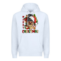 White Merry Christmas skeleton messy bun Premium Hoodie - NancyCooperArtShop